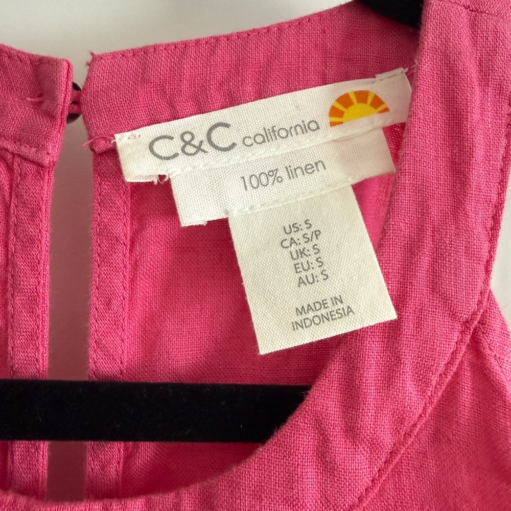 100% Linen Pink Sleeveless Dress - Picture 2 of 5
